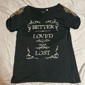 Guess black embellished distressed T-shirt sz. Med. great cond